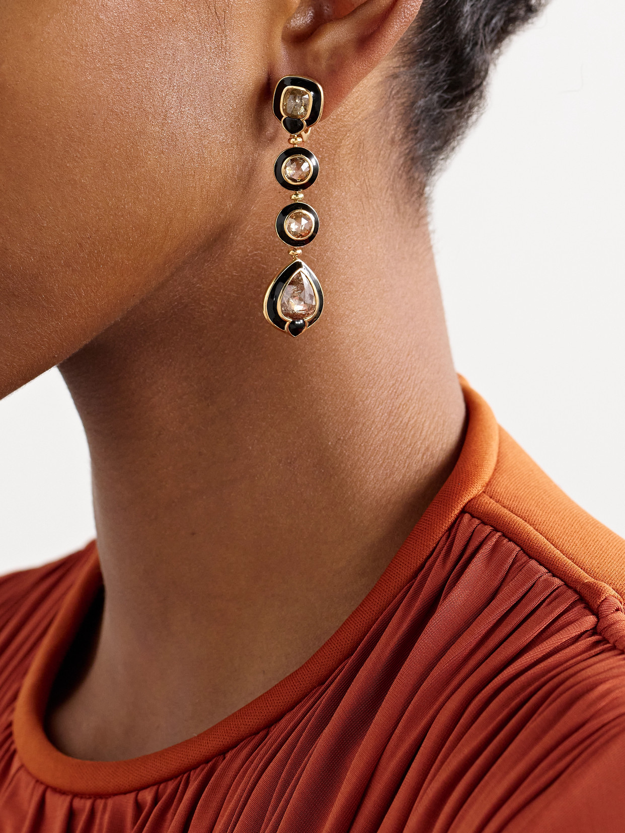Shop Marina B Catula 18-karat Gold, Diamond And Onyx Earrings