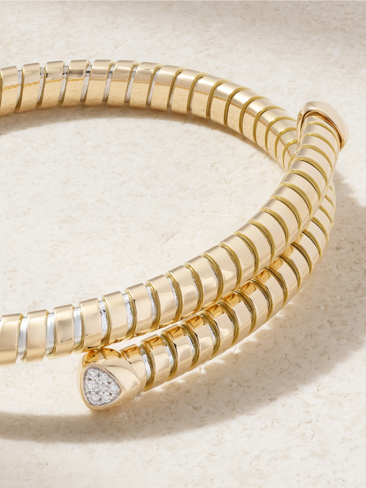 Marina B Trisolina Bypass 18-karat Yellow And White Gold Diamond Bracelet In Gold
