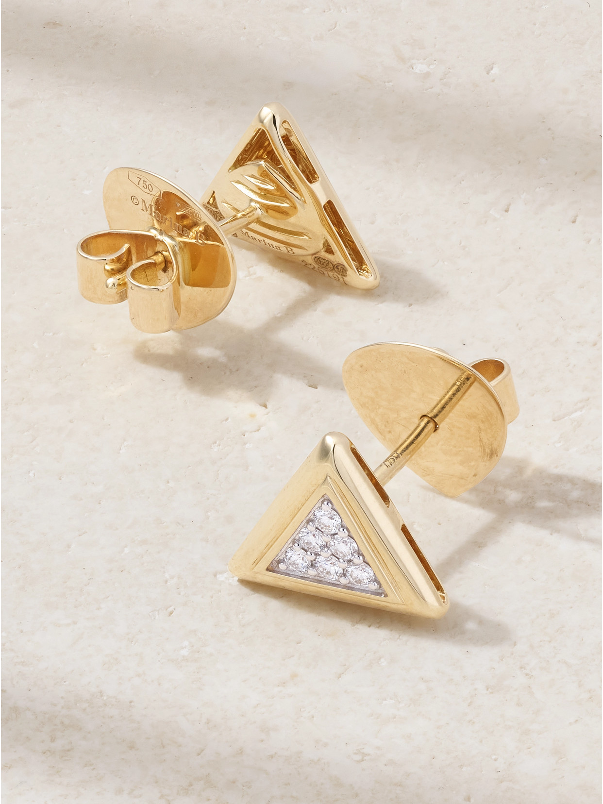 Shop Marina B Triangolini 18-karat Yellow And White Gold Diamond Earrings