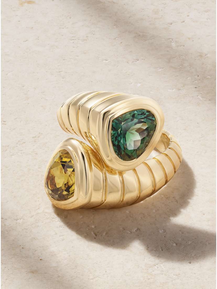 Marina B Toi Et Moi 18-karat Gold, Garnet And Tourmaline Ring - 6 1/2