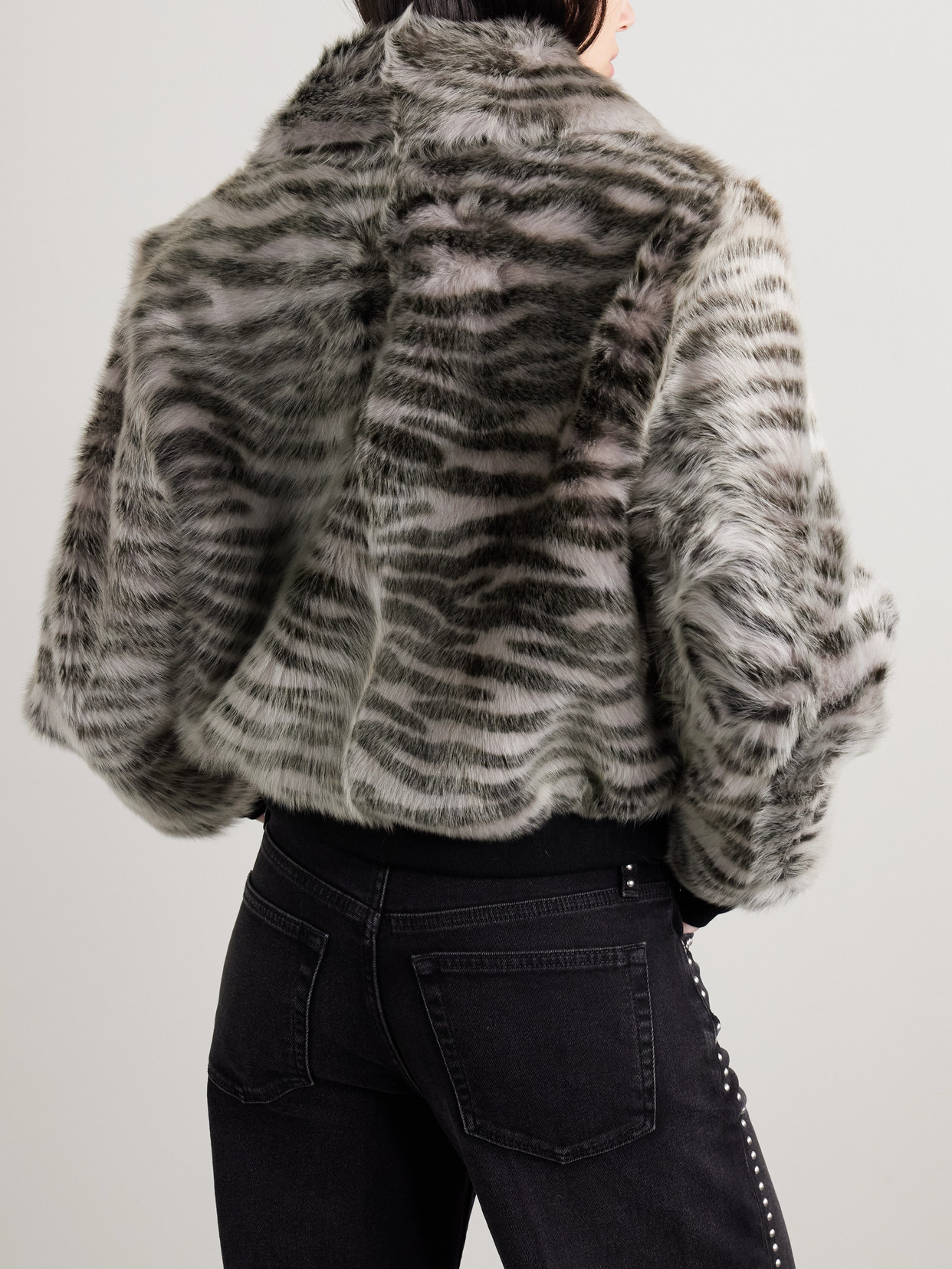 Dodo Bar Or Nia Zebra-print Shearling Bomber Jacket In Black