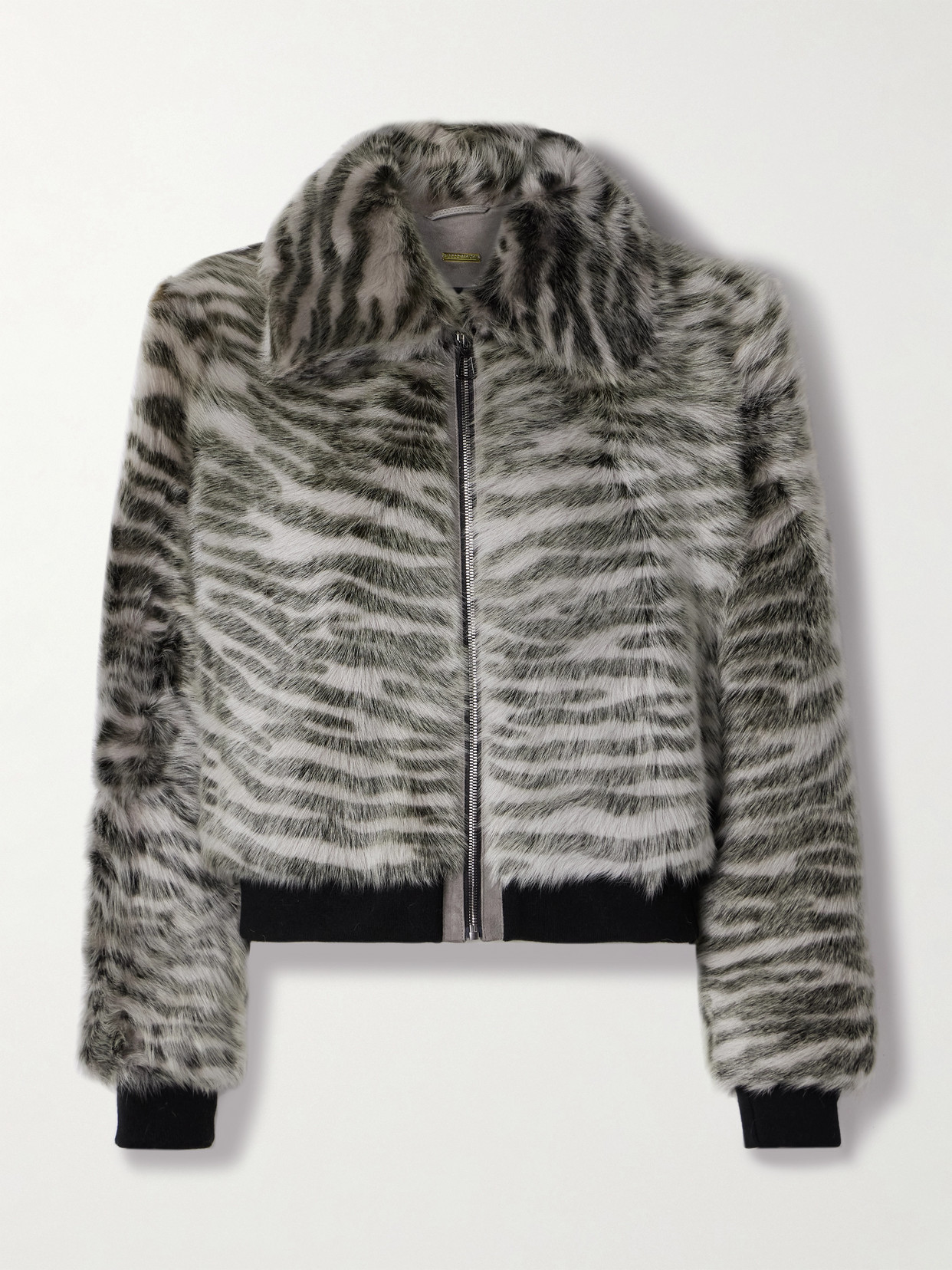 Dodo Bar Or Nia Zebra-print Shearling Bomber Jacket In Black