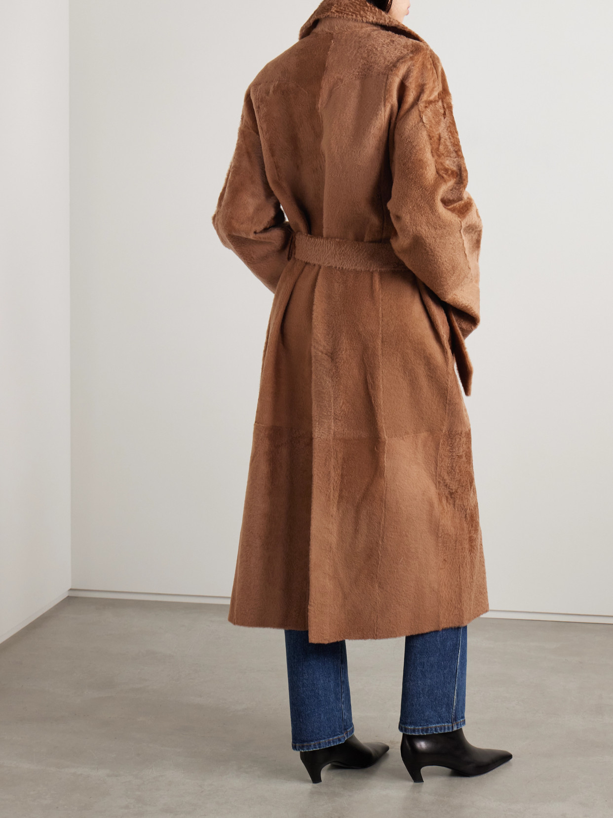 Dodo Bar Or Belted Shearling Coat In Brown