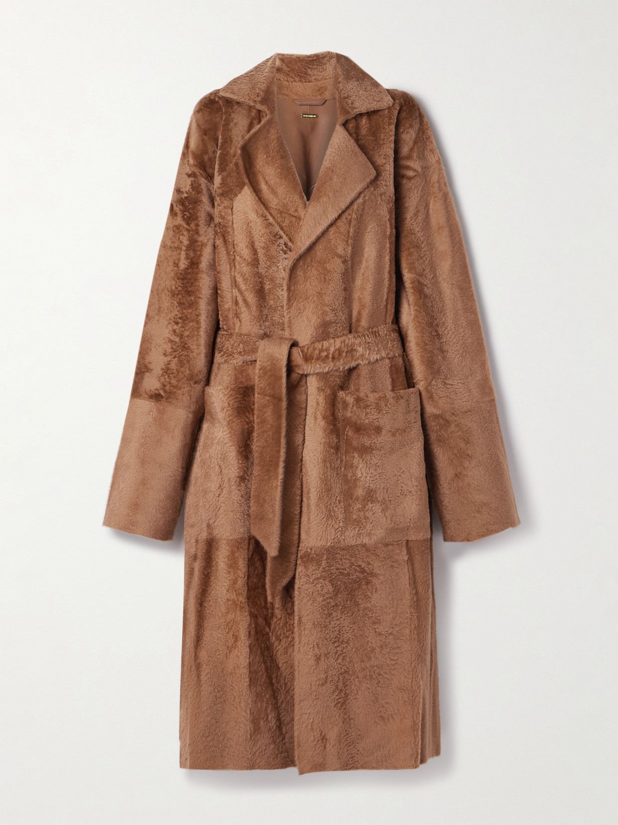 Dodo Bar Or Belted Shearling Coat In Brown