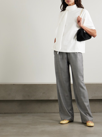 CARVEN Oversized scarf-detailed silk twill-trimmed cotton-jersey T-shirt