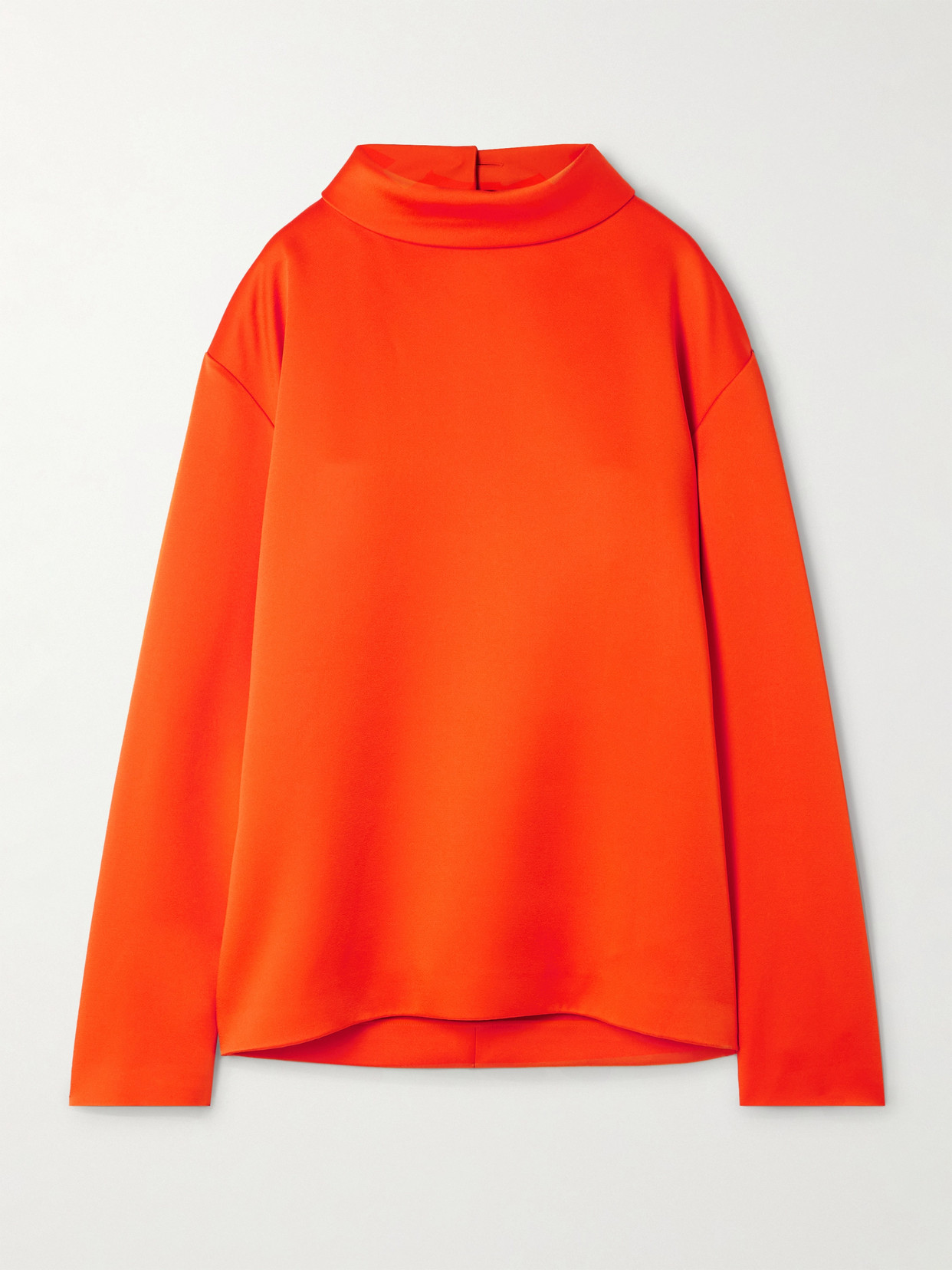 Carven Double Satin Blouse With High Collar In Orange
