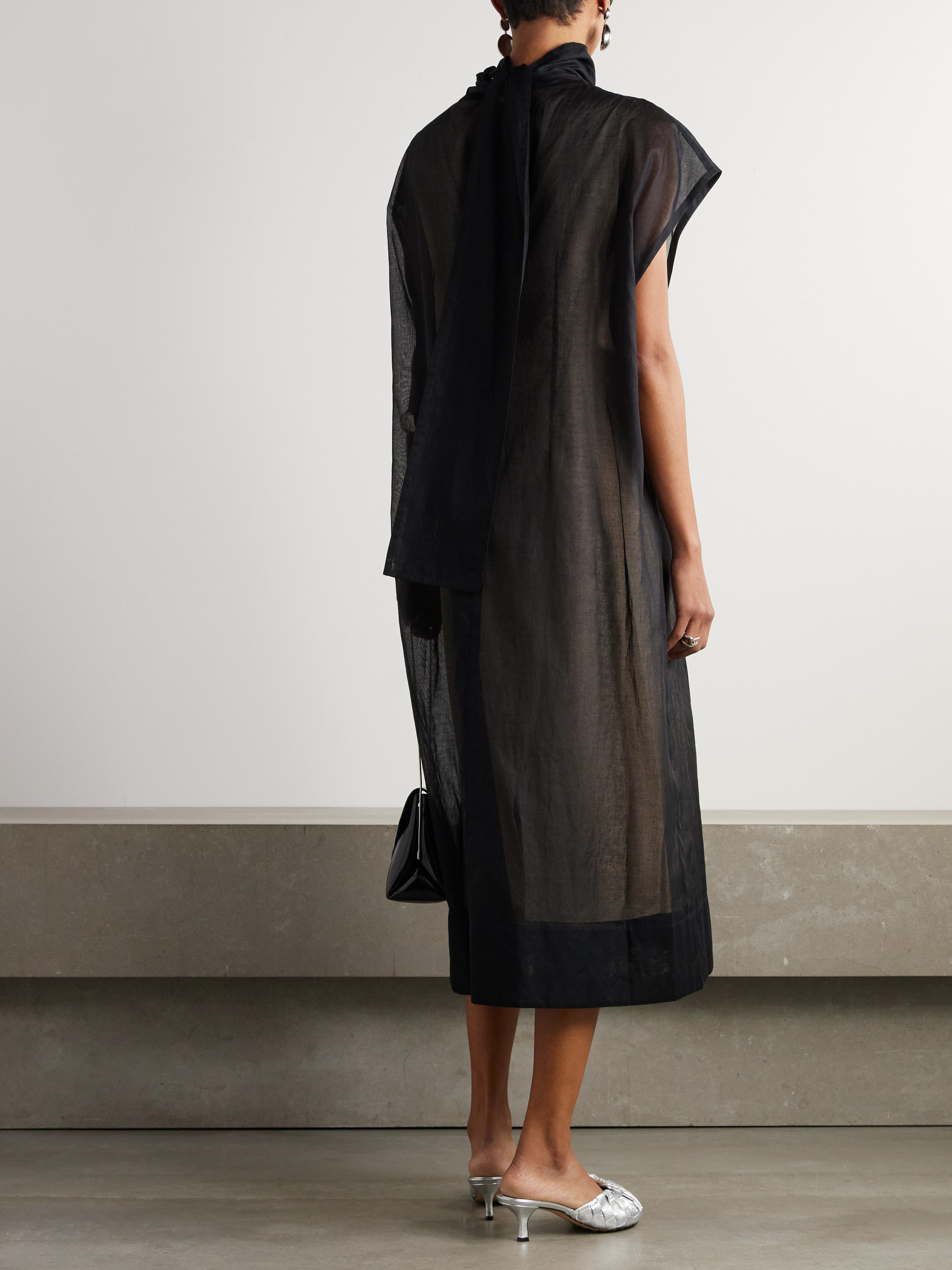 CARVEN Scarf-effect cotton-organza midi dress thumbnail