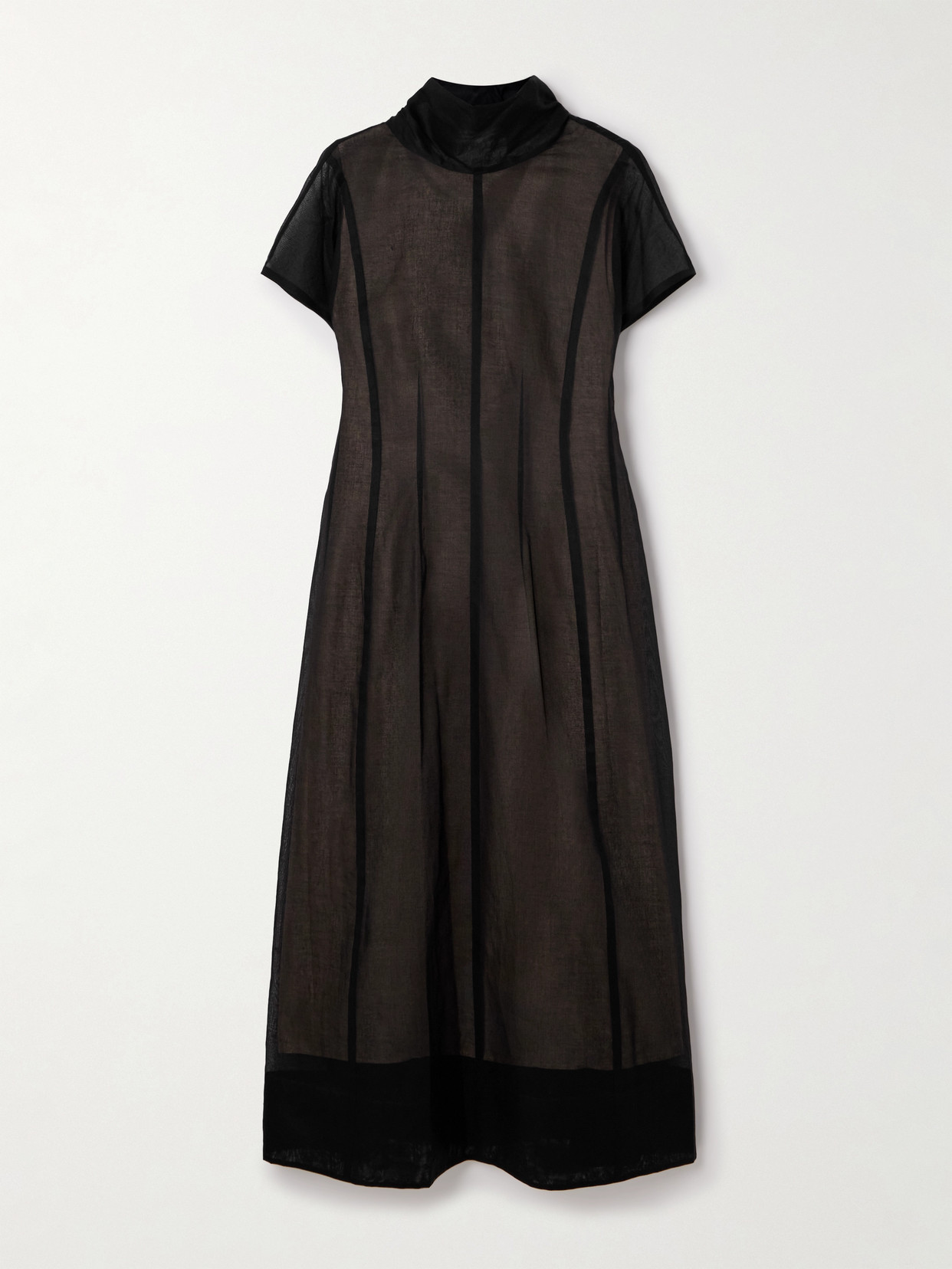 Carven Scarf-effect Cotton-organza Midi Dress In Black