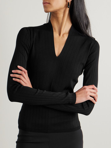 CARVEN Ribbed silk-blend top