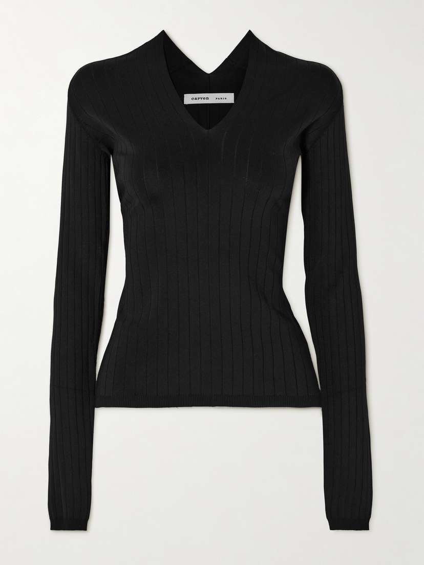 CARVEN Ribbed Silk-blend Top