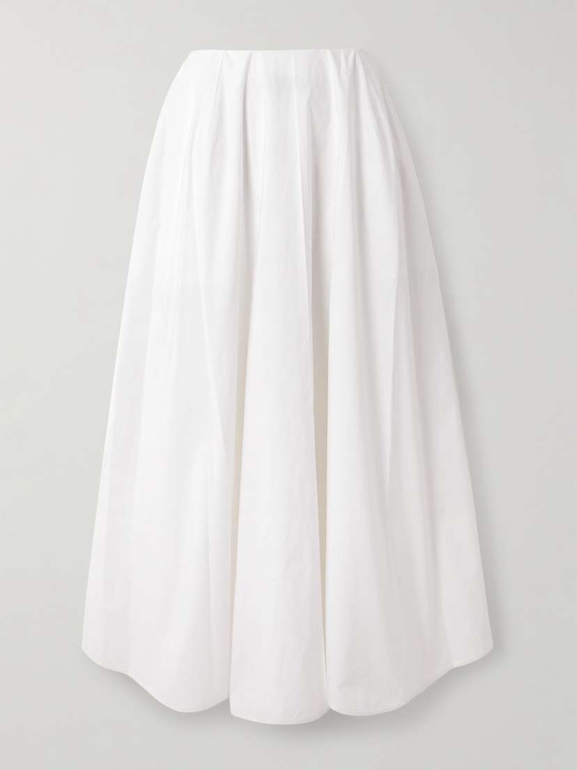 CARVEN Gathered Cotton-poplin Midi Skirt