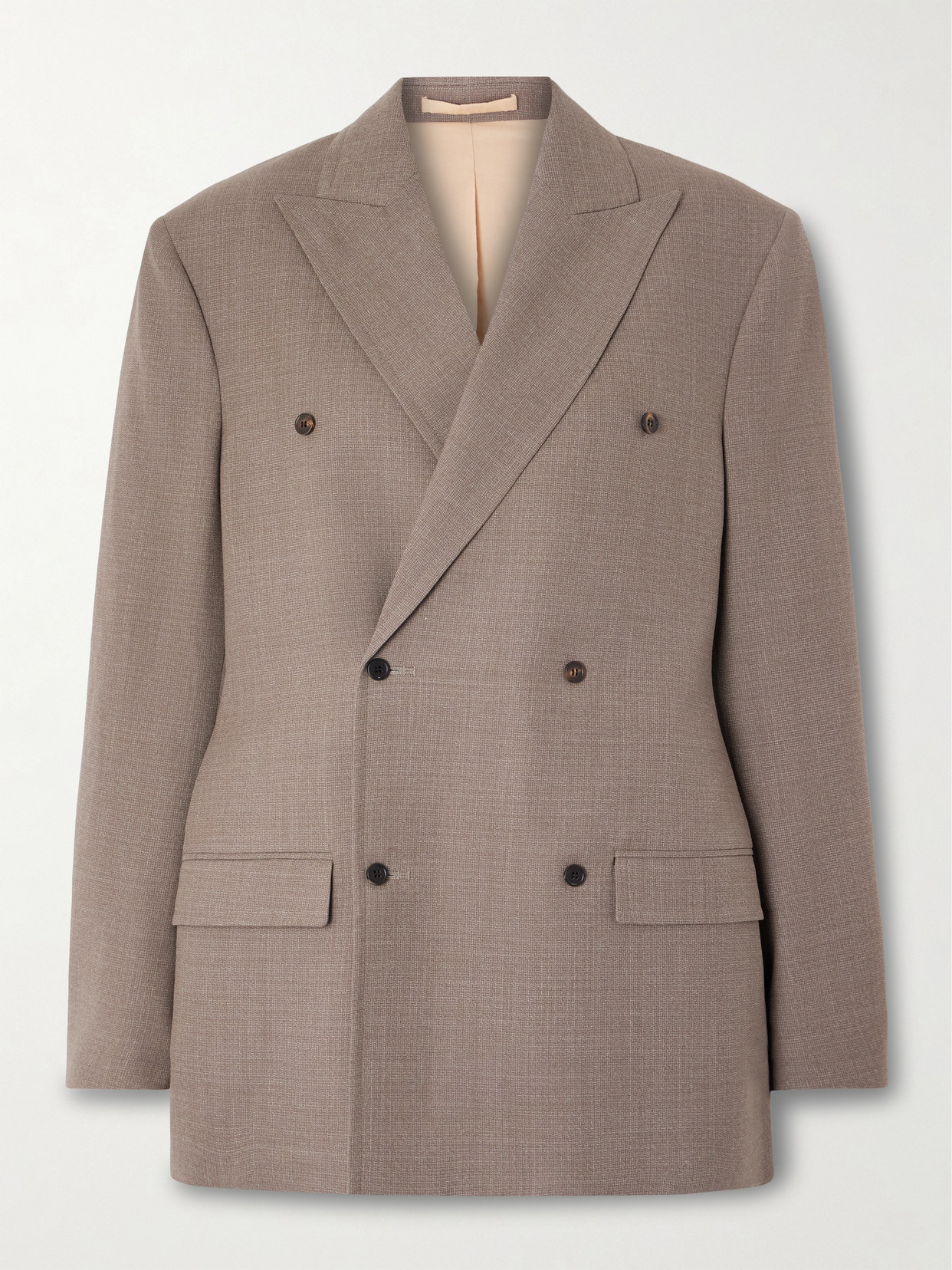Carven Double-breasted Wool Blazer In Neutrals