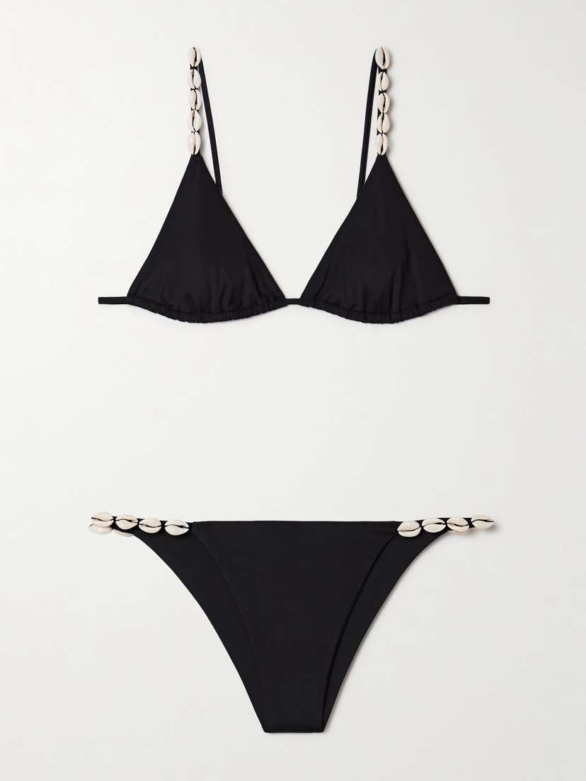 SARA CRISTINA Cowries Embellished Triangle Bikini