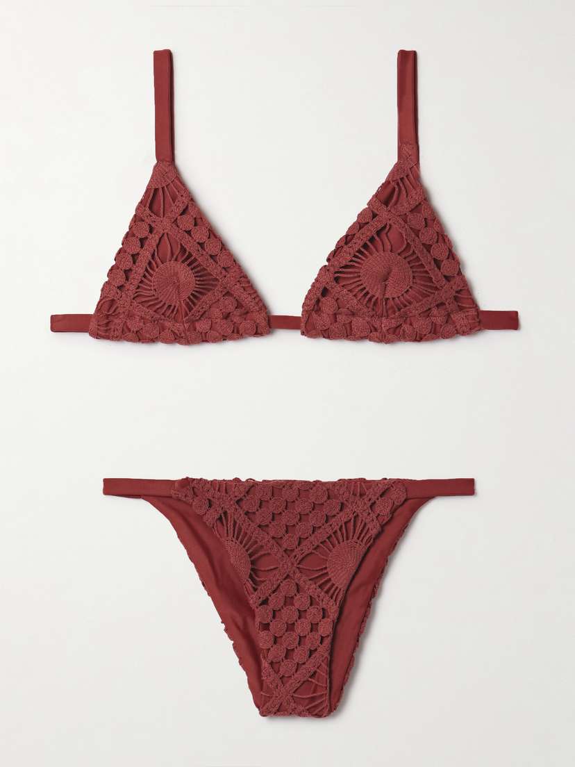 SARA CRISTINA Sun Crocheted Cotton Triangle Bikini