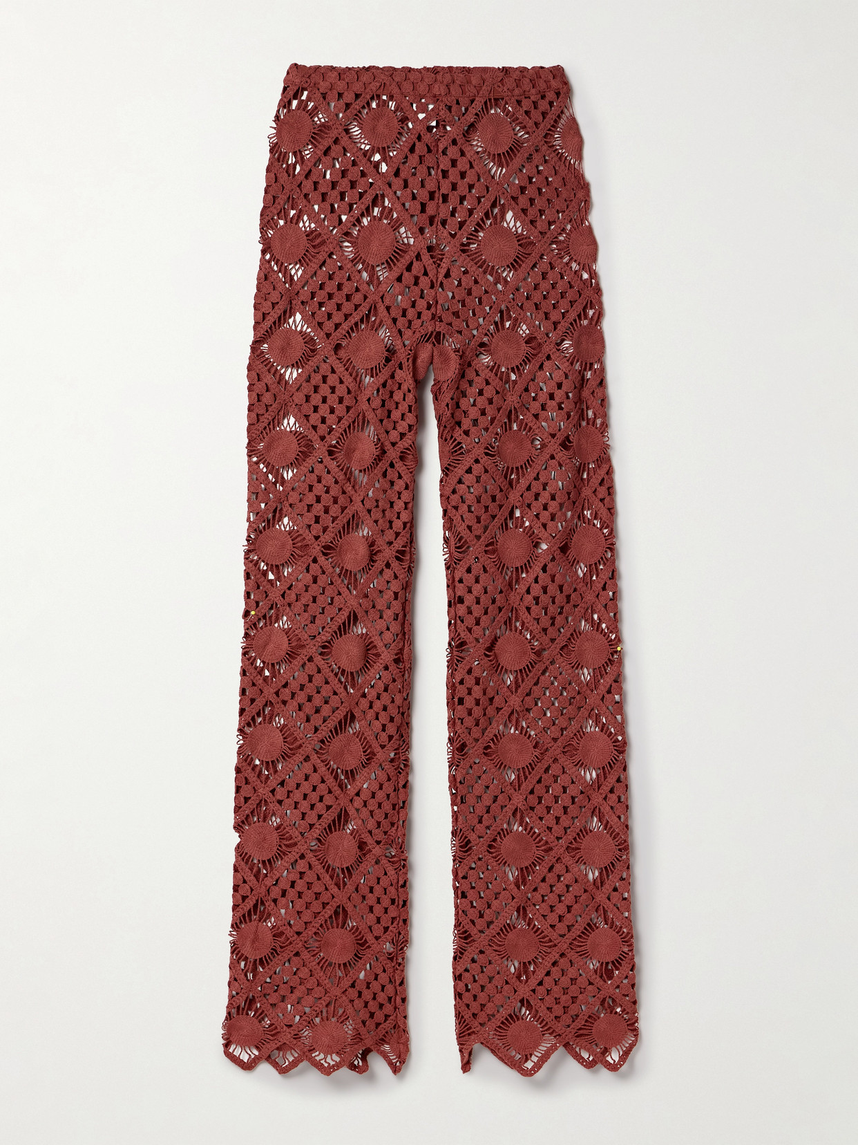 Sara Cristina Playa Crocheted Cotton Pants In Red