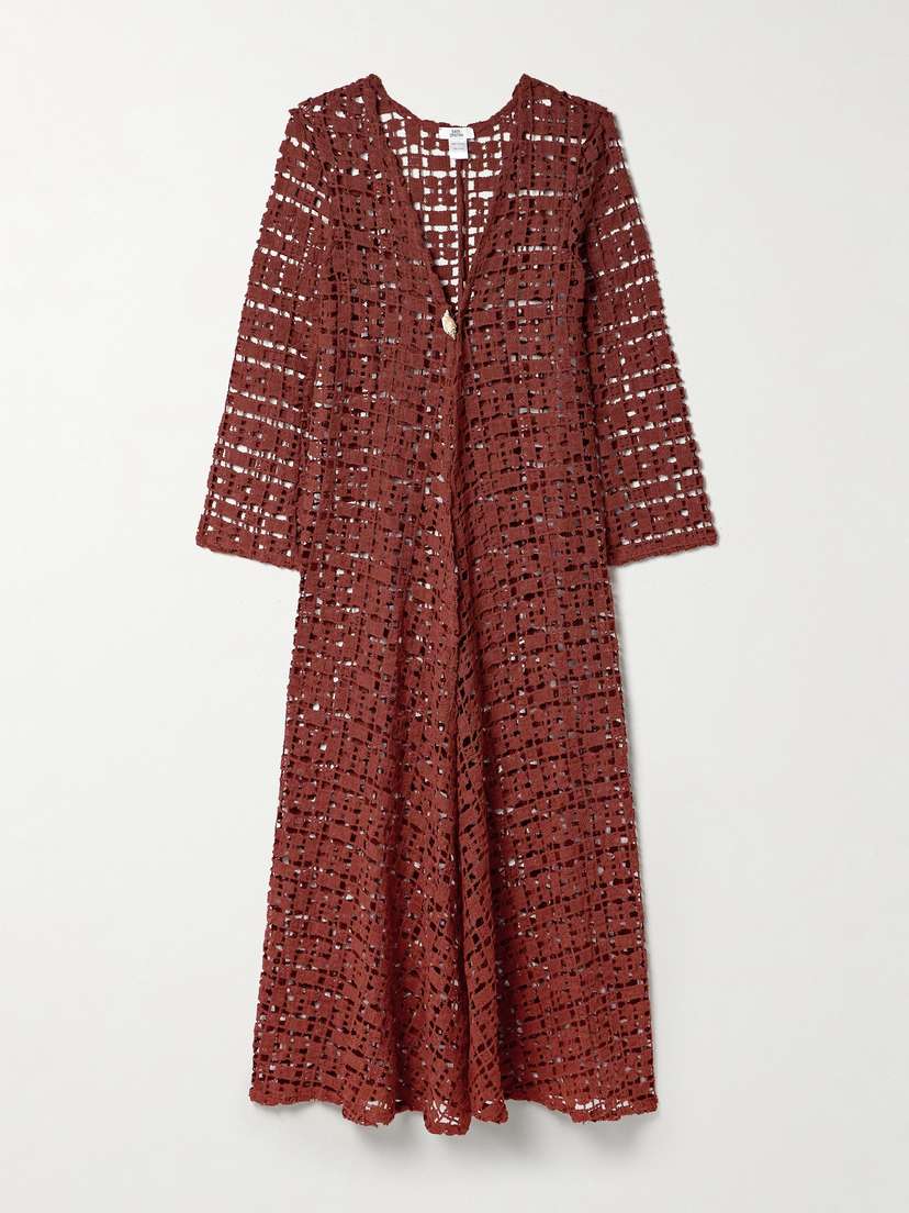 SARA CRISTINA Nerea Embellished Crocheted Cotton Maxi Dress