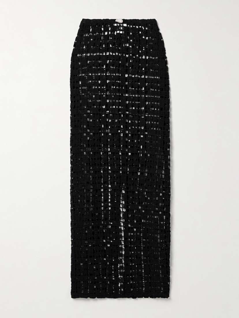 SARA CRISTINA Sun Embellished Crocheted Cotton Maxi Skirt