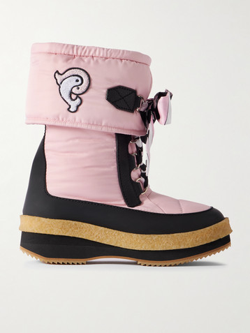 Pucci Logo-appliquéd silk-twill trimmed shell snow boots