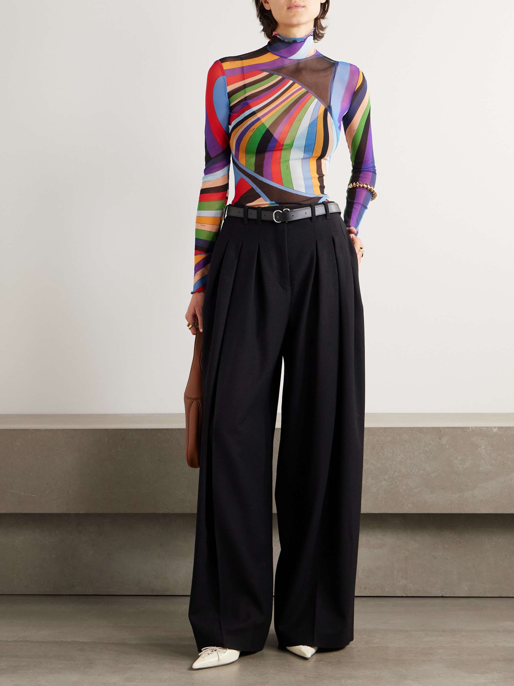 PUCCI Iride printed stretch tulle turtleneck top NET A PORTER