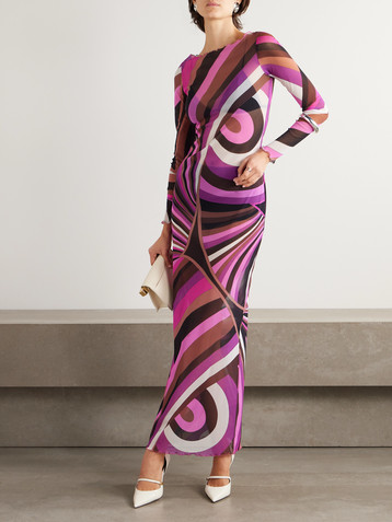 Pucci Crystal-embellished printed tulle maxi dress