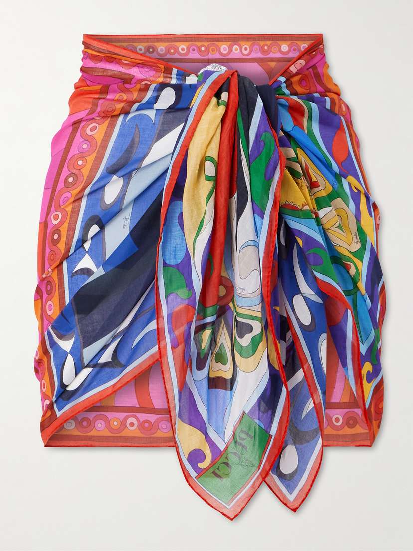 PUCCI Printed Cotton-voile Pareo - Beachwear One Size
