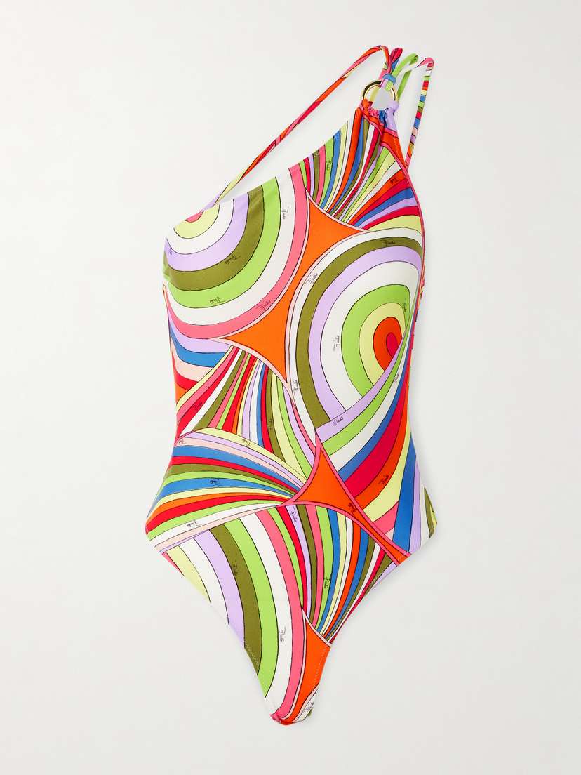 PUCCI One-shoulder Embellished Printed Swimsuit