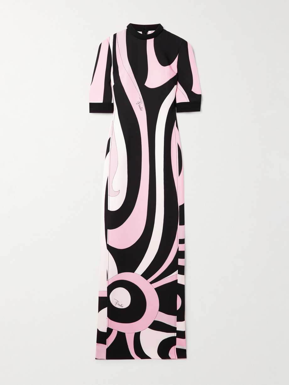 printed crepe maxi dress