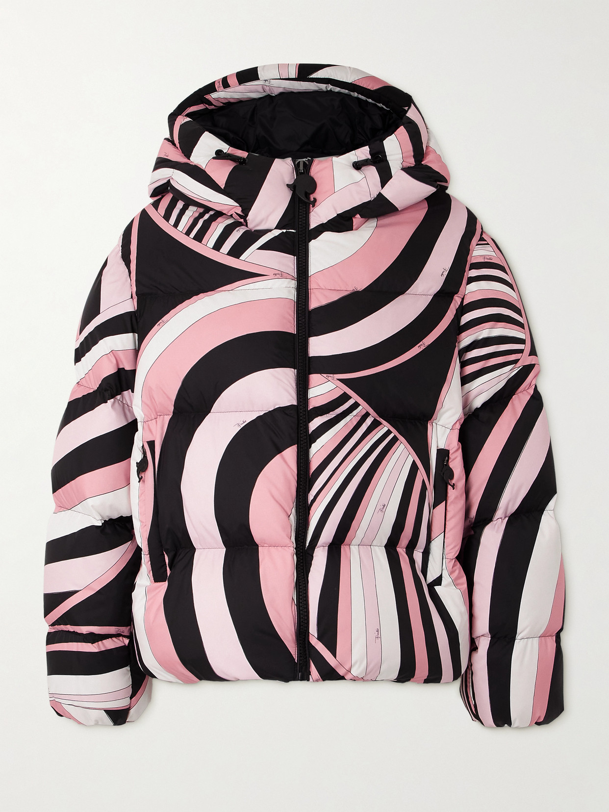 Pucci Printed Quilted Shell Hooded Down Jacket In Pink