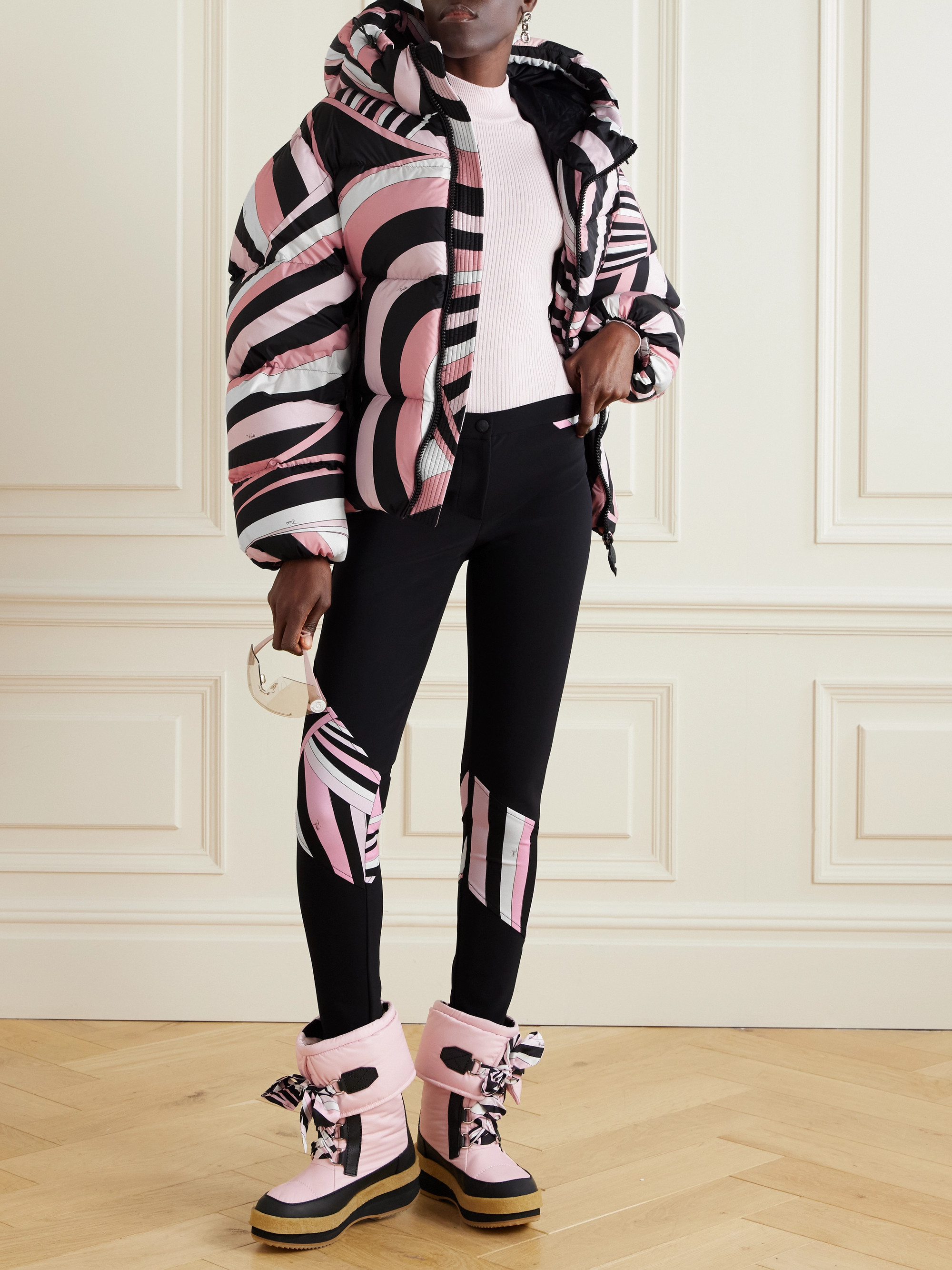 Pucci Printed quilted shell hooded down jacket