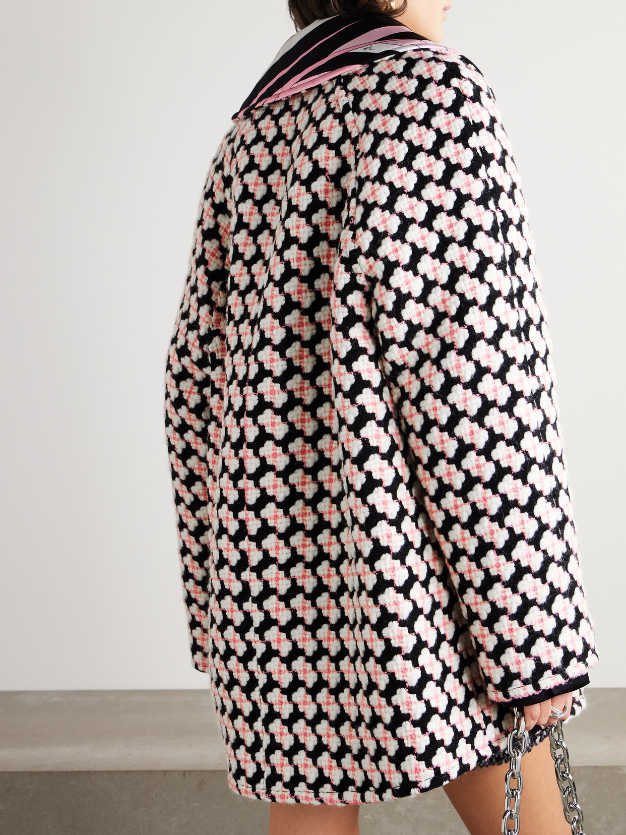 Pucci Reversible Double-breasted Printed Silk-twill And Wool-blend Tweed Jacket In Pink