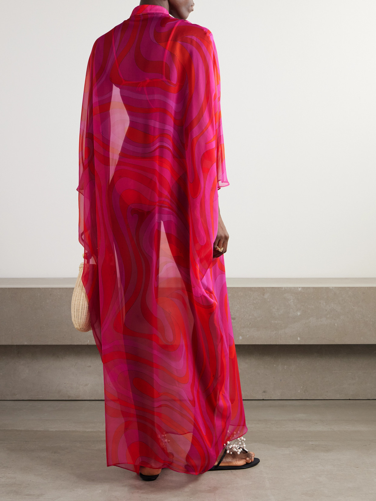 Pucci Marmo-print Kaftan In Pink