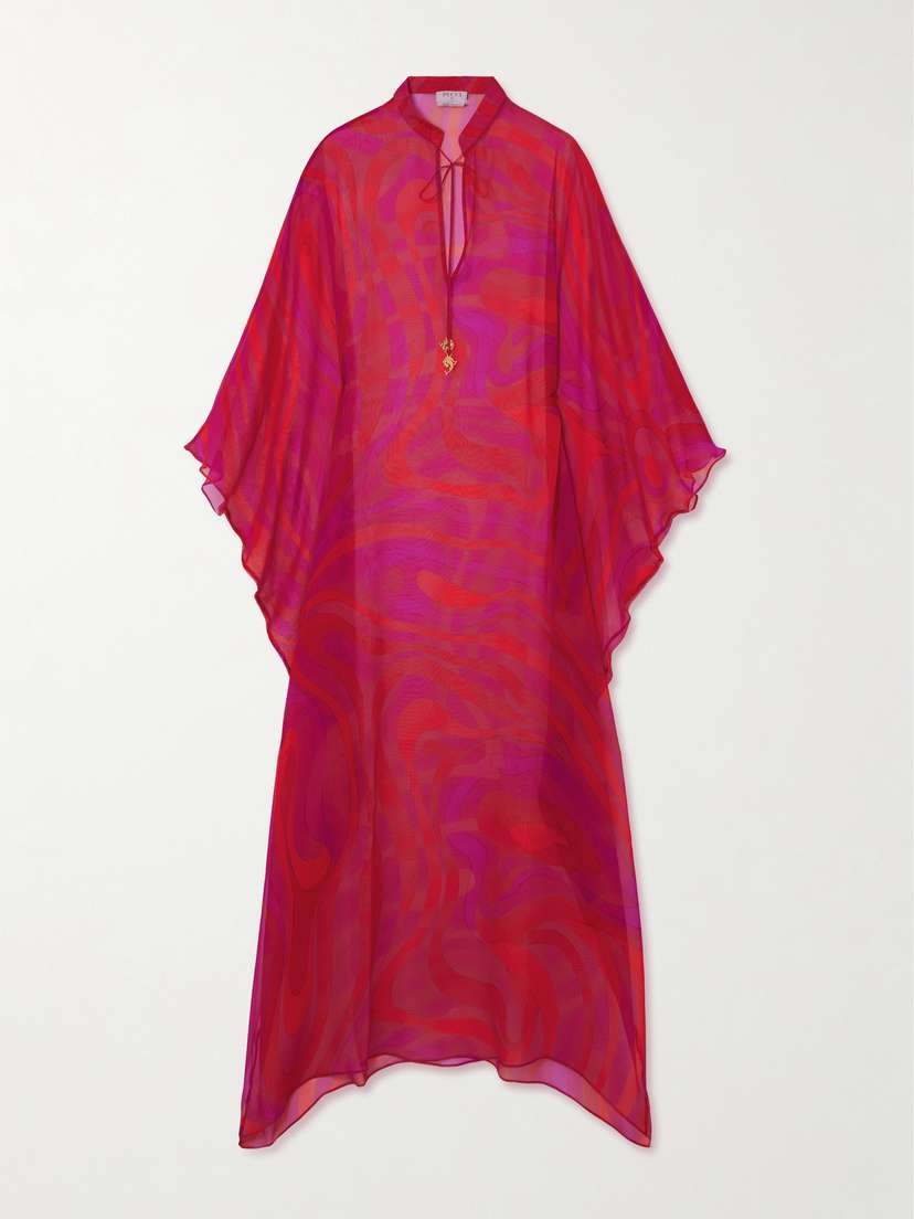 PUCCI Embellished Printed Silk-chiffon Maxi Dress