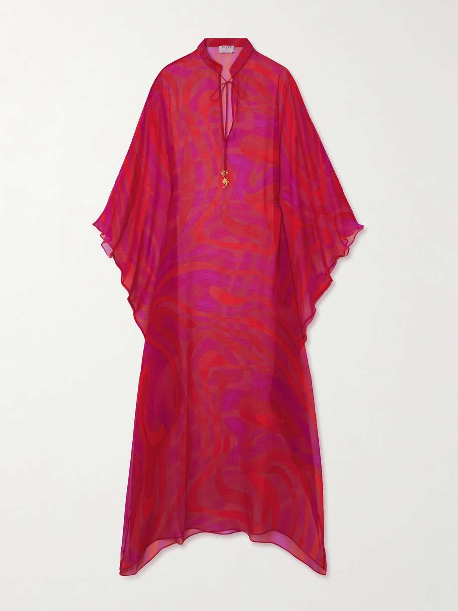 embellished printed silk-chiffon maxi dress