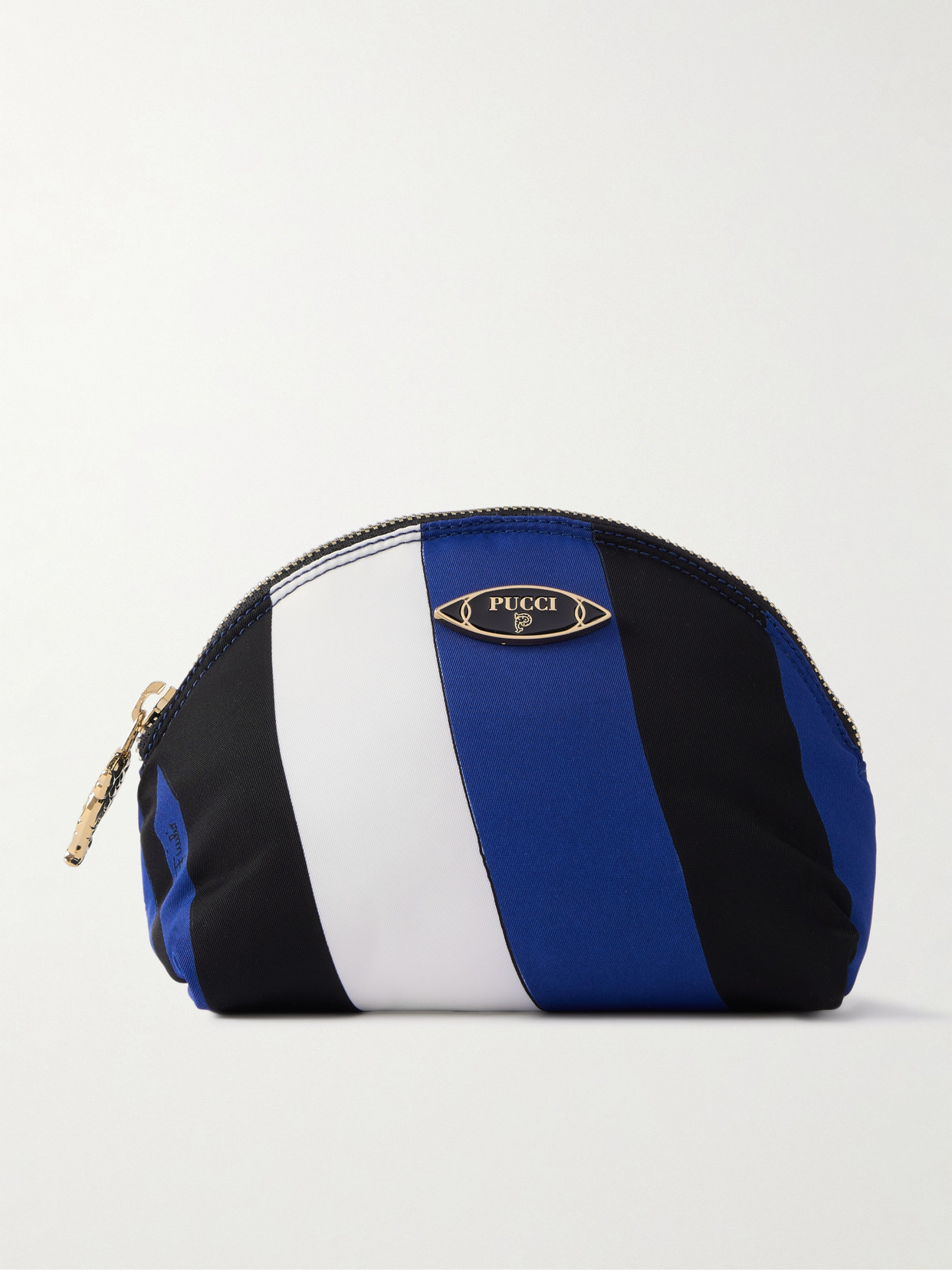 Pucci Yummy Printed Striped Twill Cosmetics Case In Blue