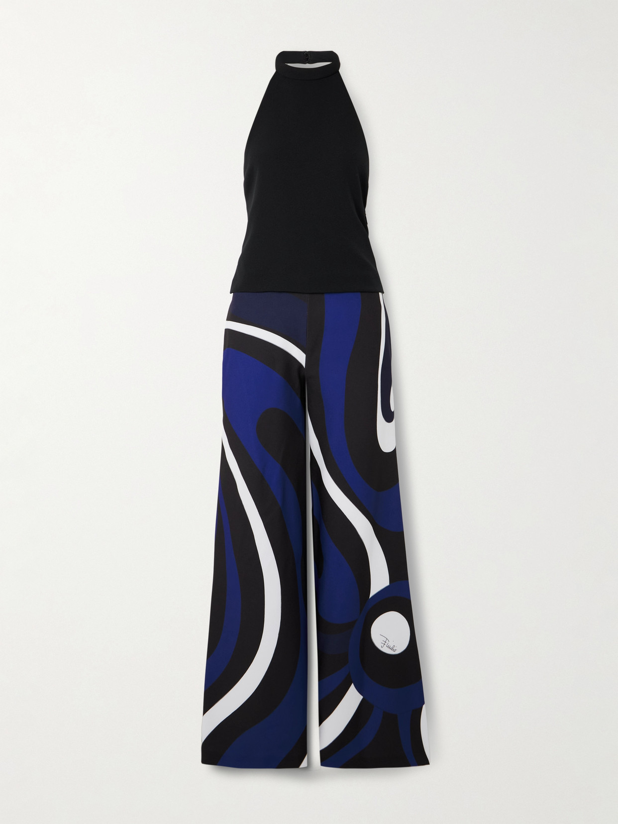 PUCCI - Printed Cady Halterneck Jumpsuit - Blue