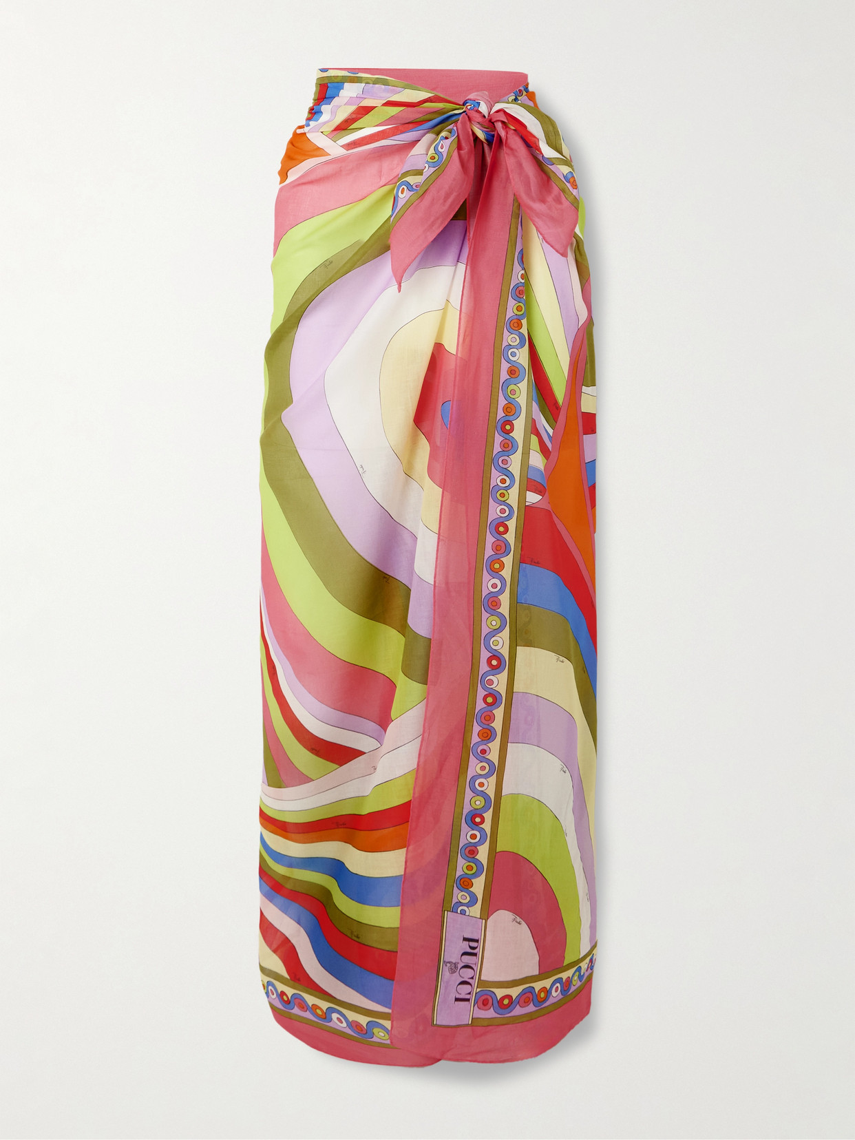 Pucci Printed Cotton-voile Pareo In Gray