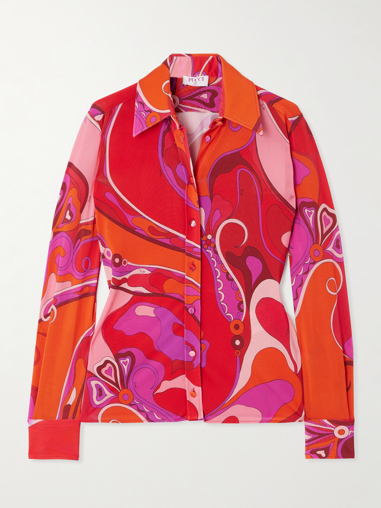 Pucci Printed Satin-jersey Shirt In Pink