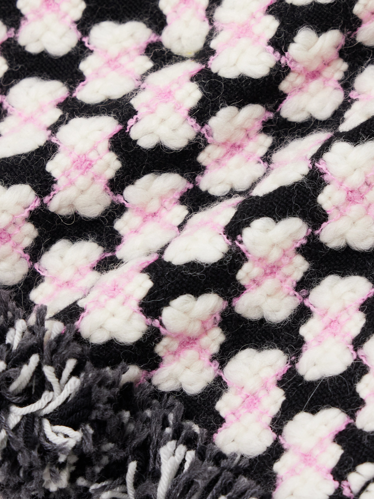 Pucci Printed Fringed Crepe-trimmed Wool-blend Tweed Mini Skirt In Pink