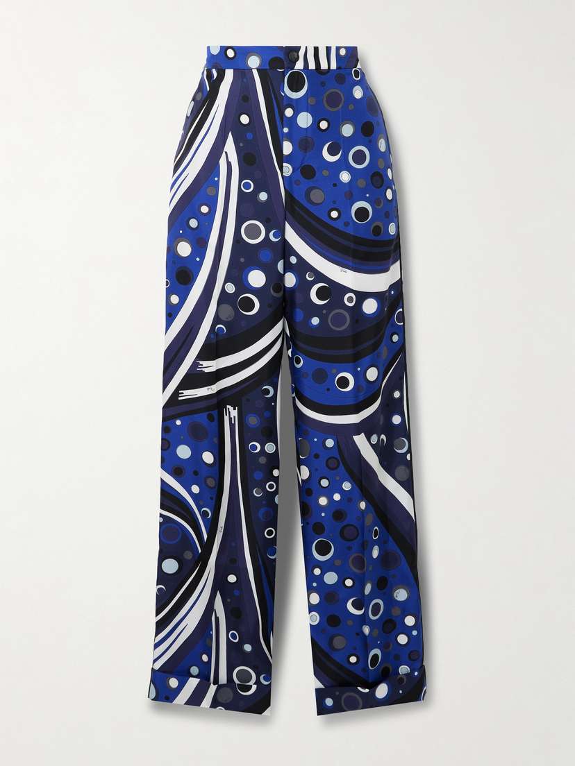 PUCCI Printed Silk-twill Straight-leg Pants