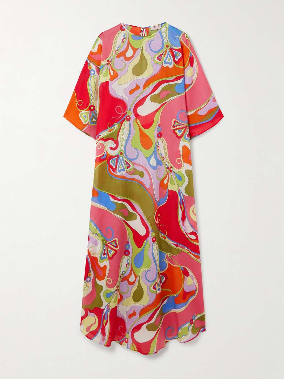 printed cotton-voile kaftan