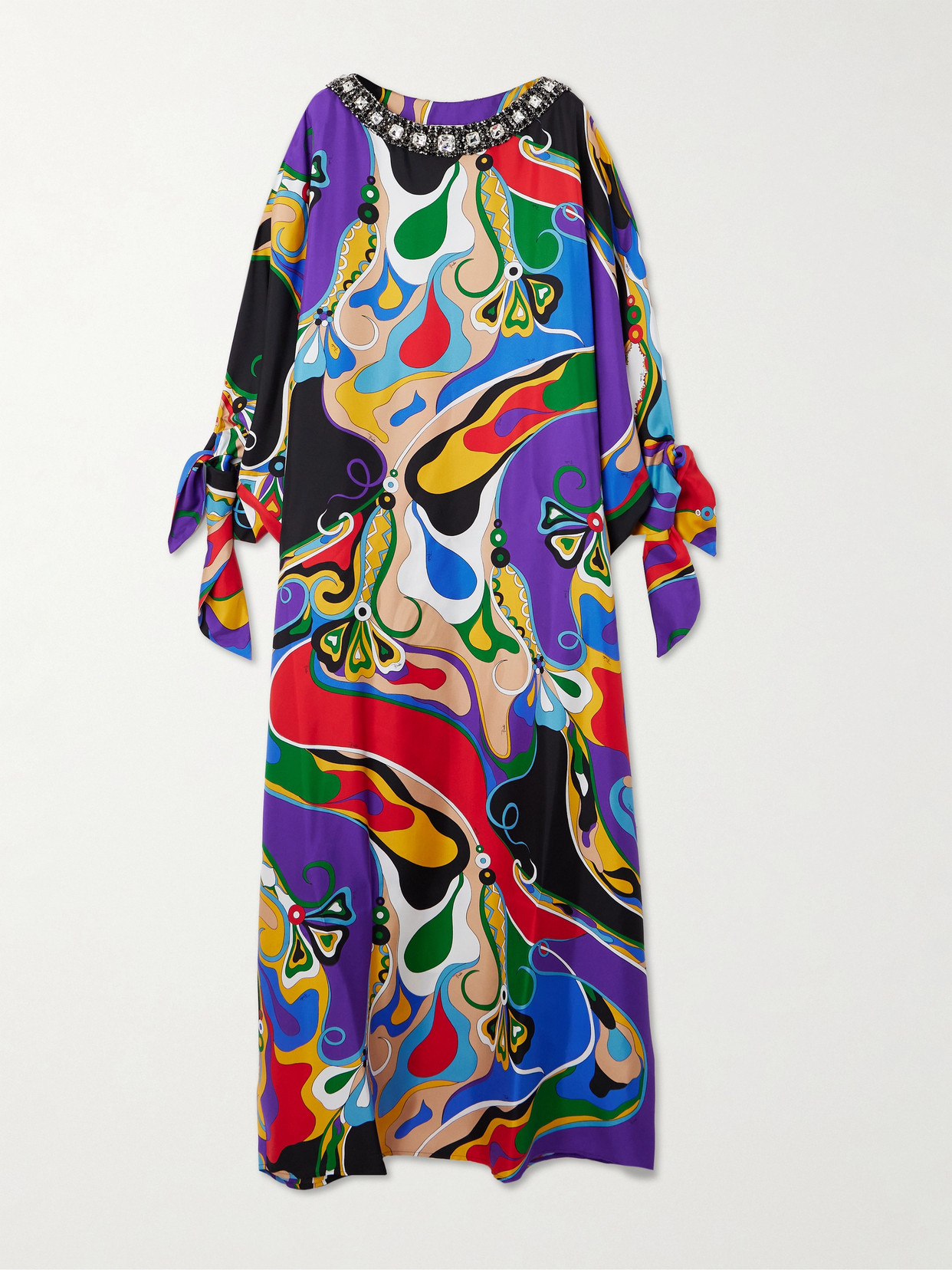 Pucci Orchidee Embellished Silk Kaftan In Multi