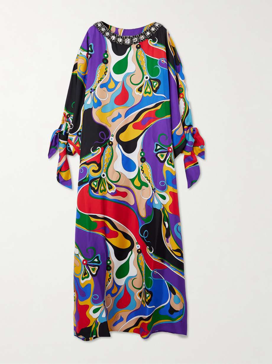 embellished silk-twill maxi dress