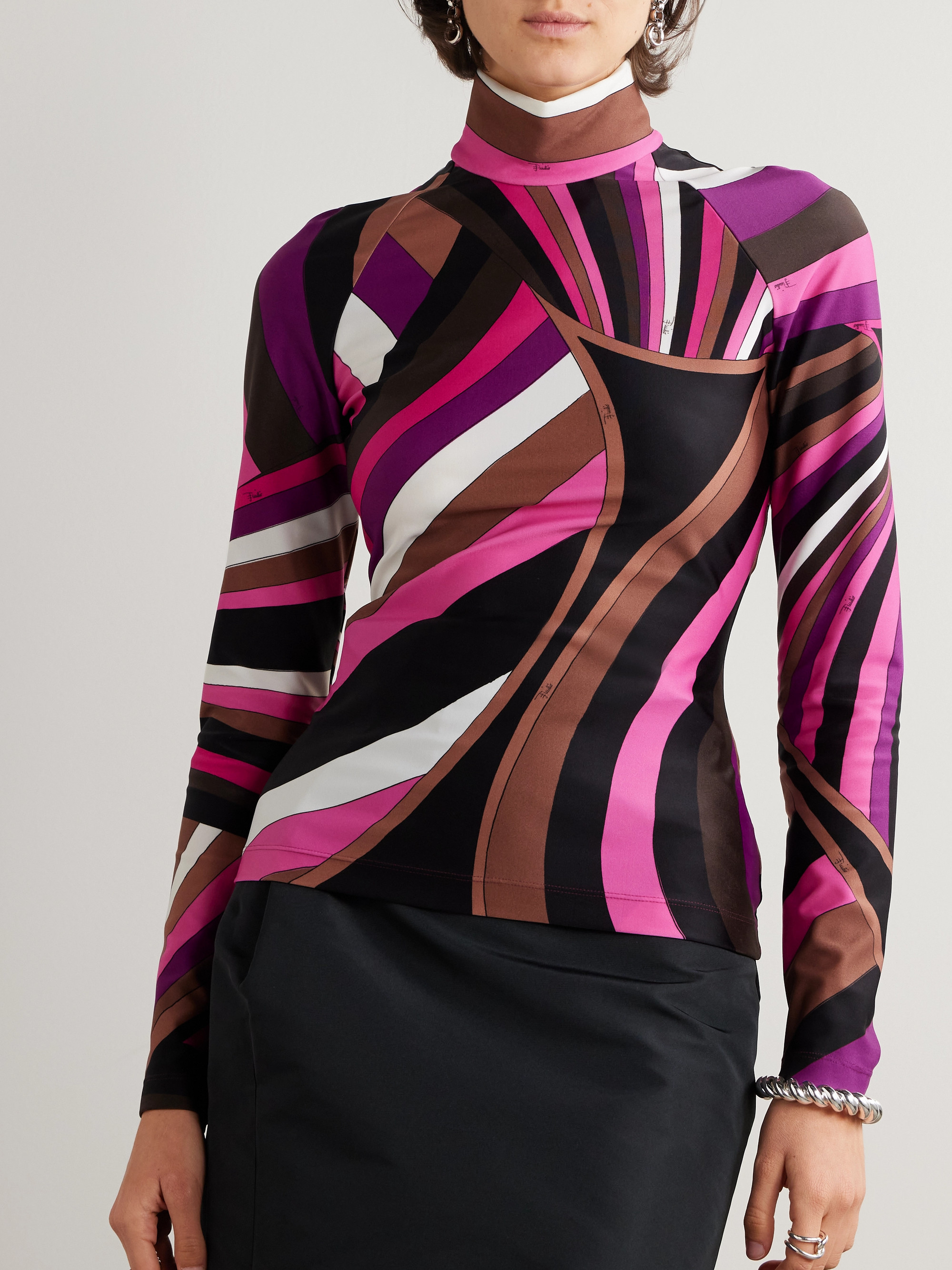 Pucci Printed stretch-jersey turtleneck top