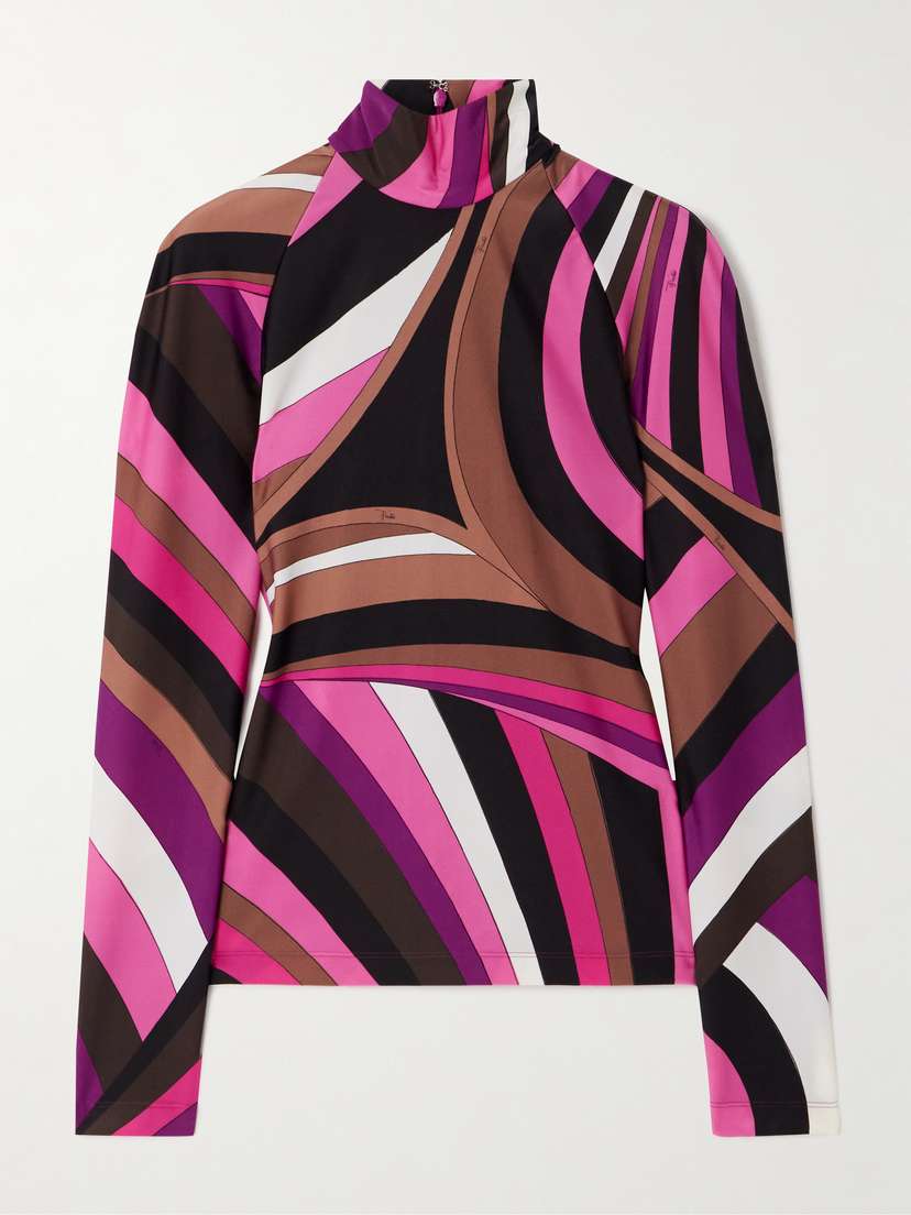 PUCCI Printed Stretch-jersey Turtleneck Top