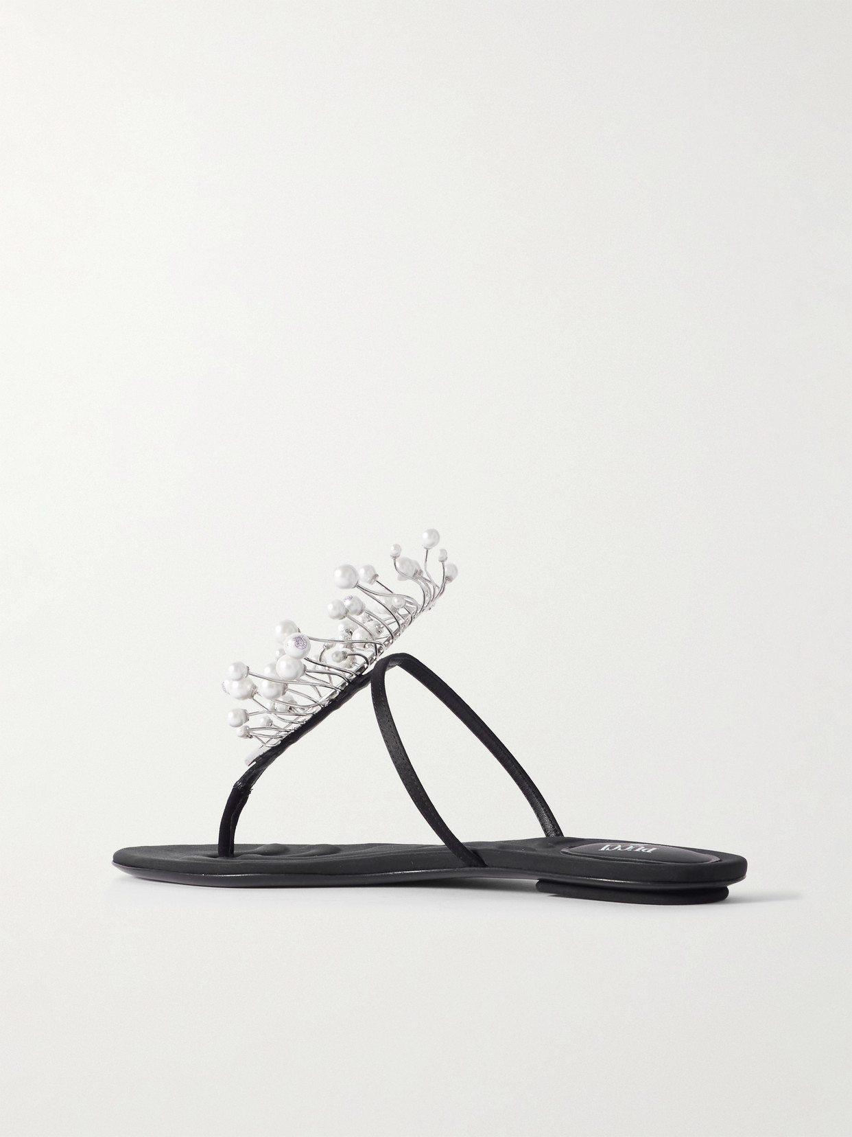 Pucci Embellished Satin Flip Flops In Black