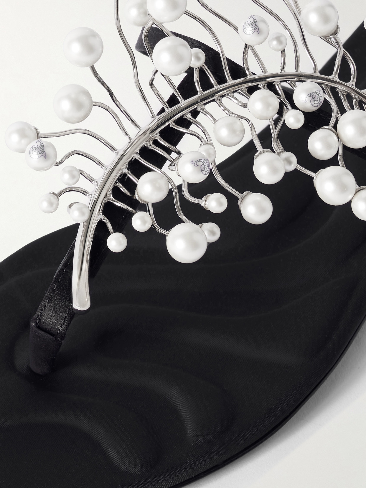 Pucci Embellished Satin Flip Flops In Black