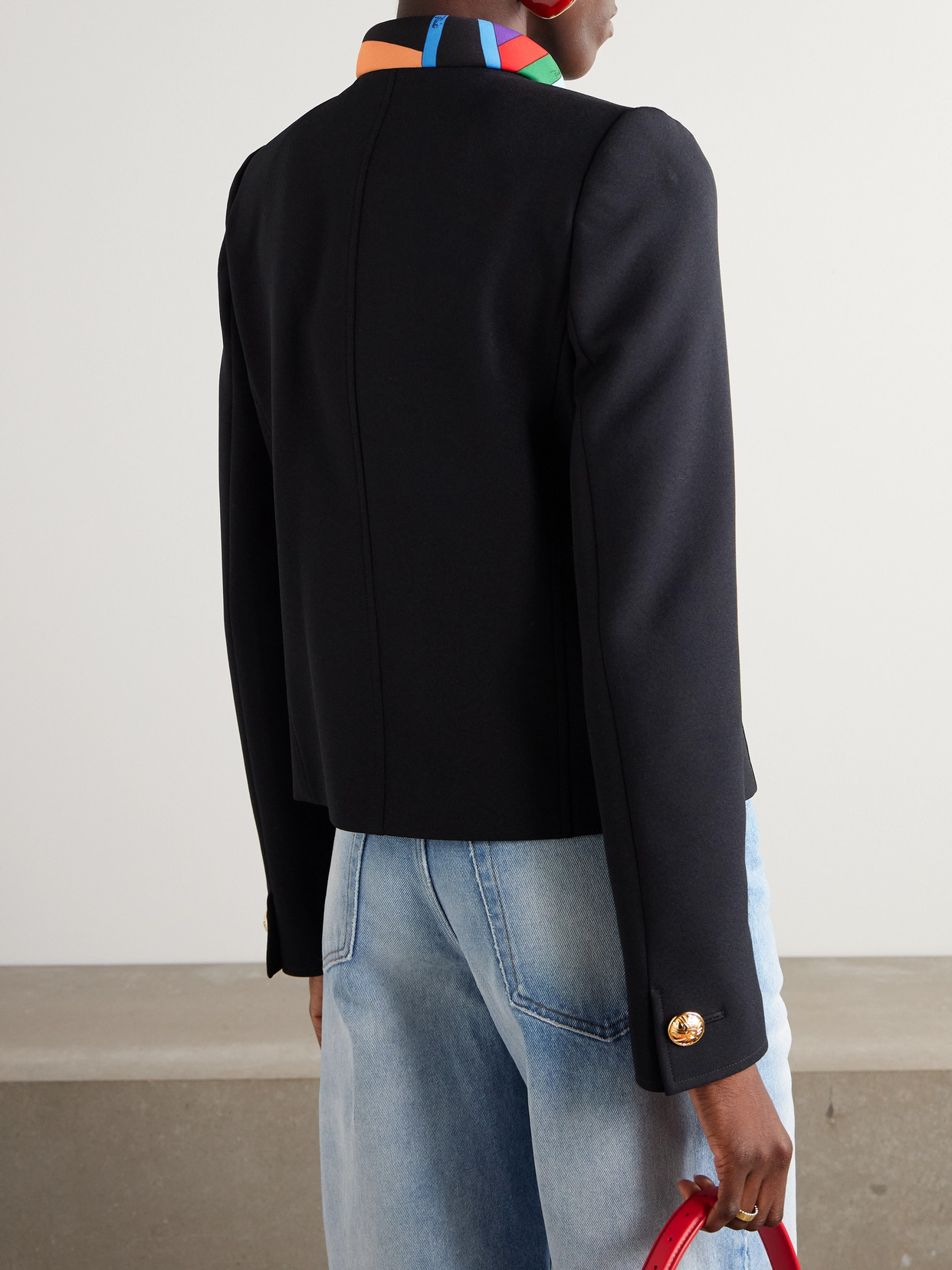 Pucci Contrast-trim Single-breasted Jacket In Black