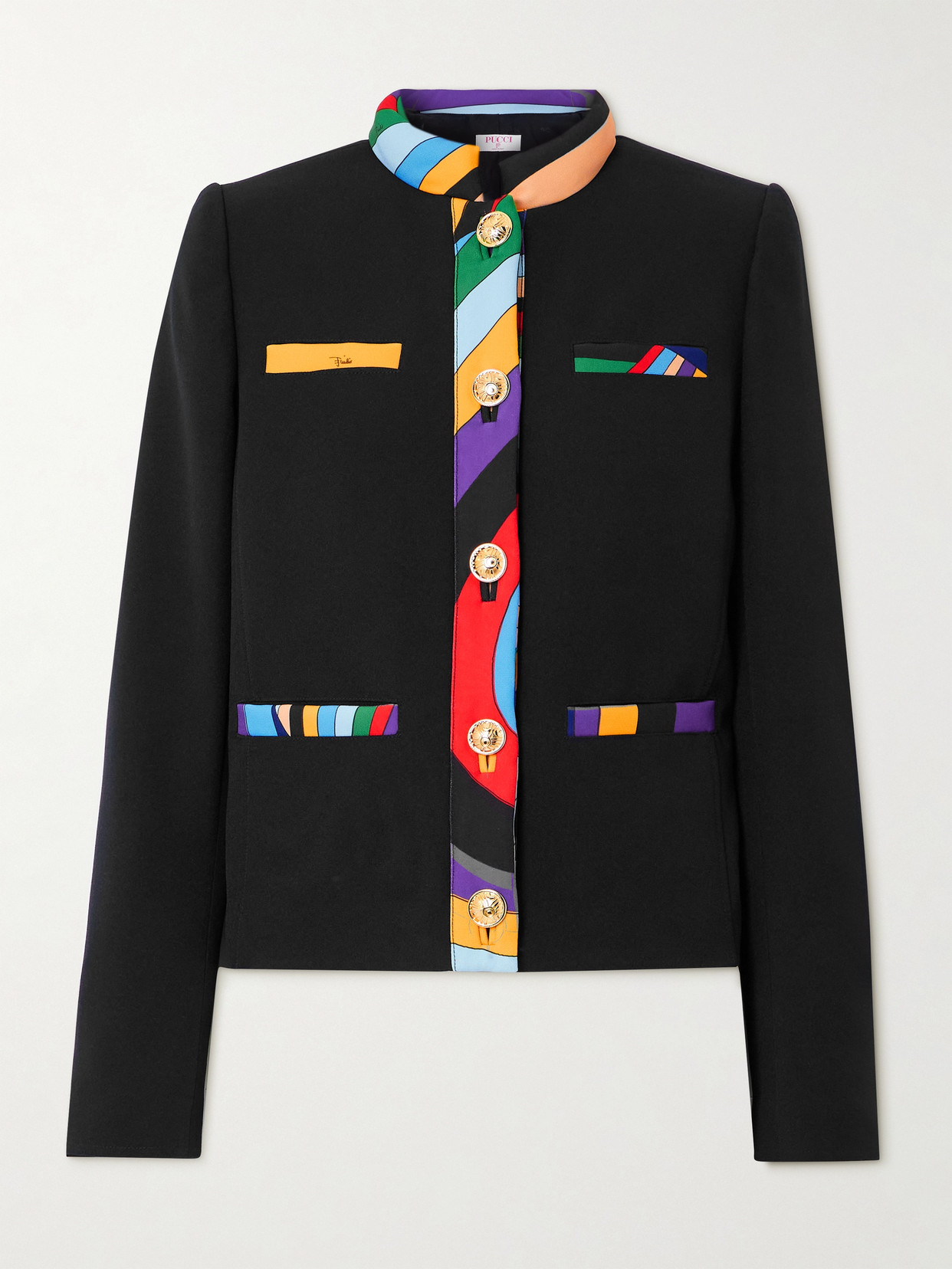 Pucci Contrast-trim Single-breasted Jacket In Black