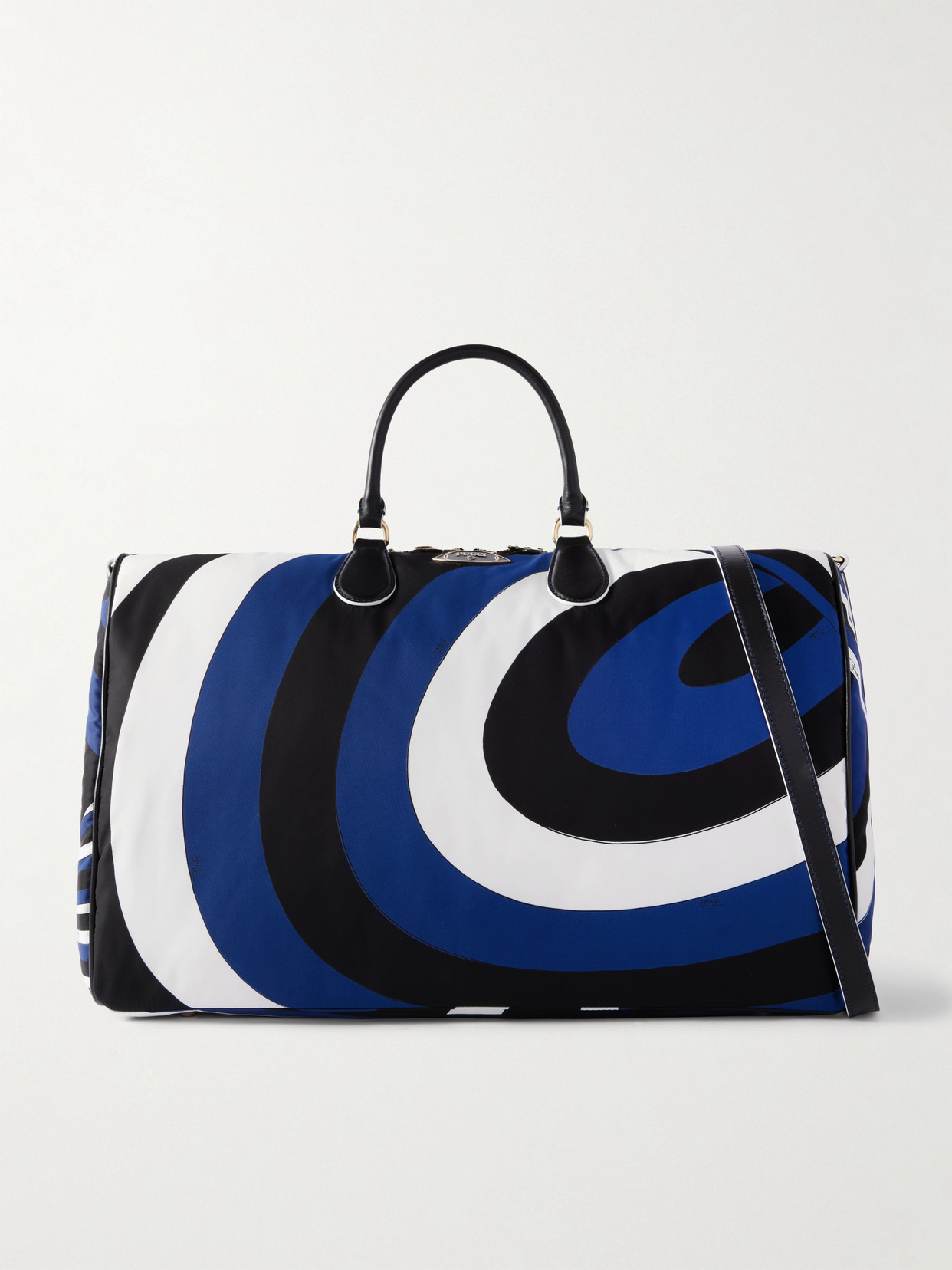 Pucci Striped Printed Shell Weekend Bag In Blue
