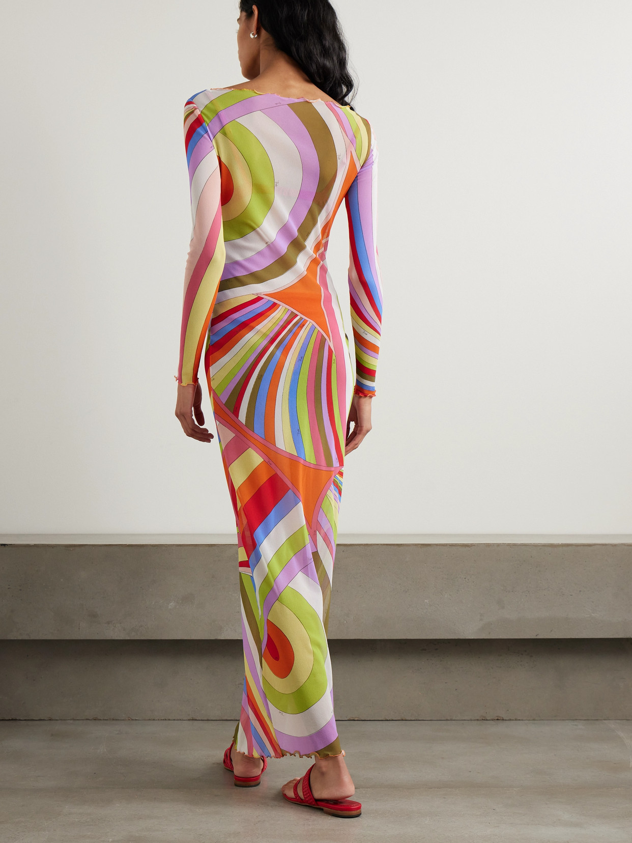 Pucci Multicolor Tulle Long Dress In Multi